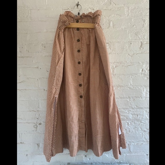 Everlane Gingham Easy Button Front Skirt - Picture 3 of 6